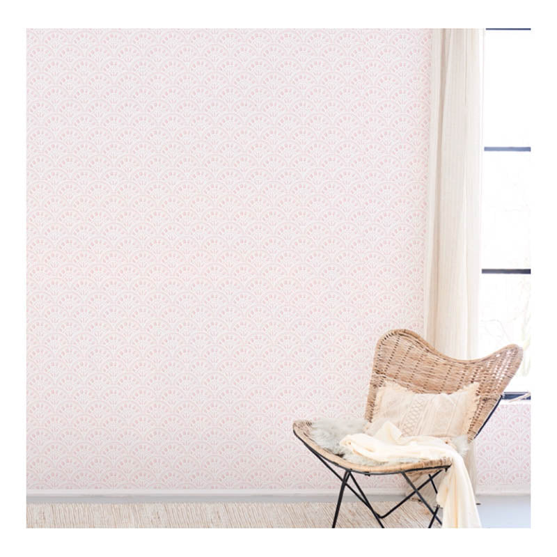 Riley Scallop Blush Pink Wallpaper - Cailini Coastal