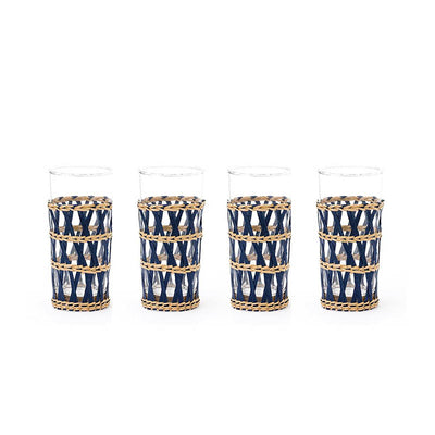 Island Wrapped Navy Ice Tea Glasses by Amanda Lindroth