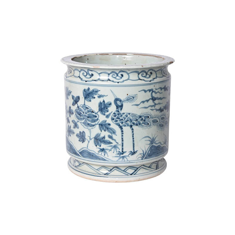 Antiqued Blue Peacock Planter